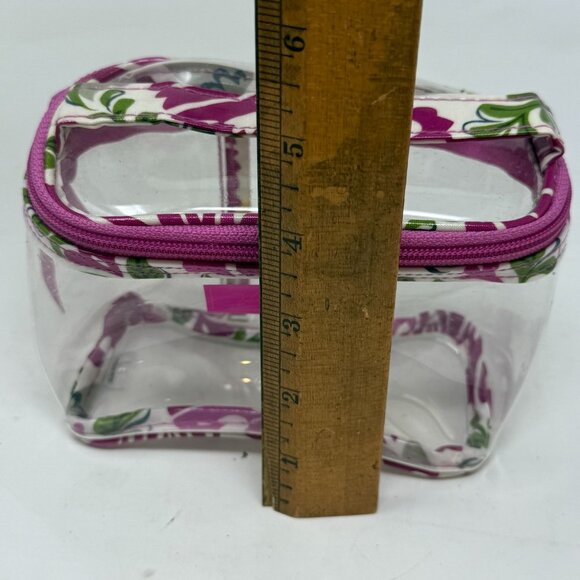 Vera Bradley Clear Cosmetic Bag Pink Floral Trim - Picture 7 of 7